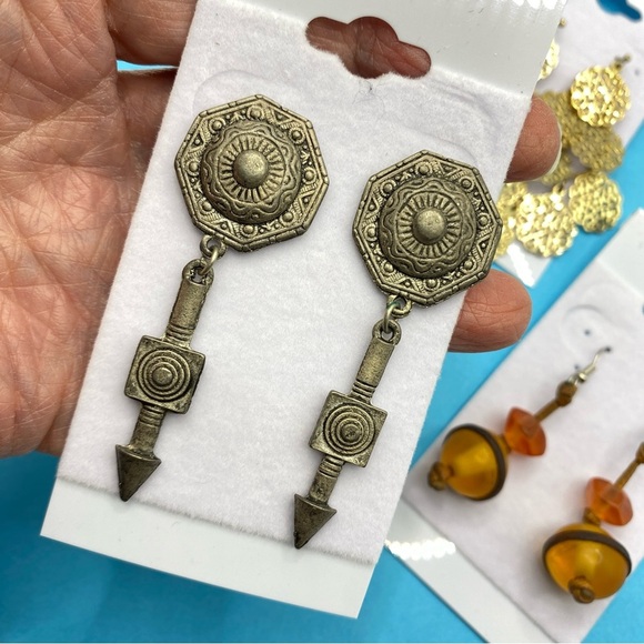 Boho Style Long Pierced Earrings Bundle of Three Pairs - Picture 4 of 5